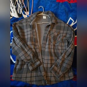 Gray Plaid Button-Up Shirt